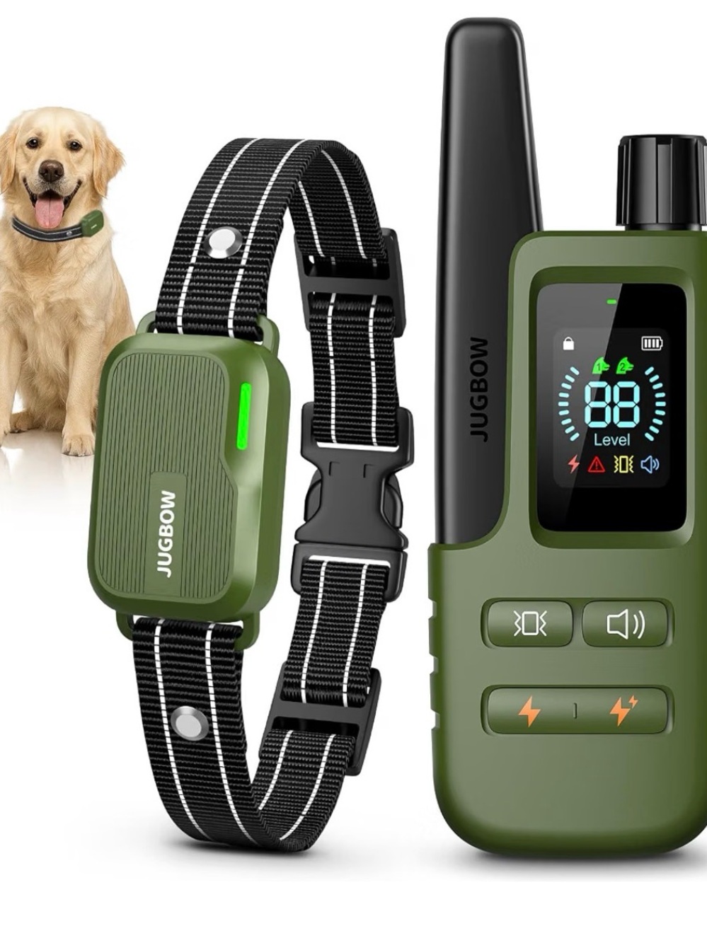 Olive Green Rechargeable Dog Training Collar